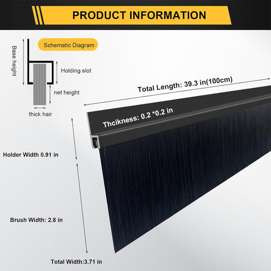 2.8" door brush sweep with 3 colors